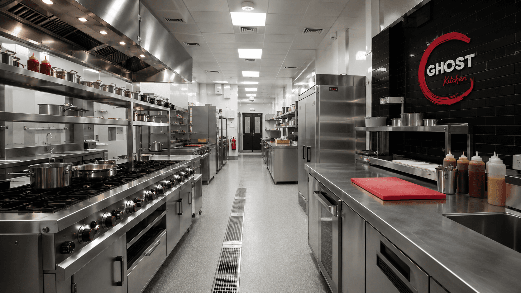 Wide view of the Ghost Kitchen cooking floor